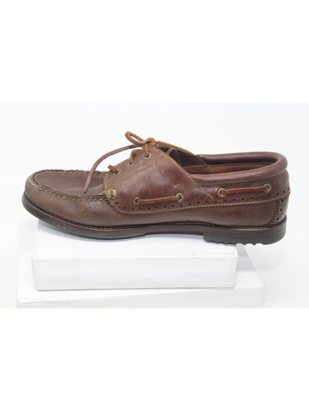 Cole Haan Country Brown Leather Moc Toe Oxford Dockside Shoes Mens Size 8.5 B
